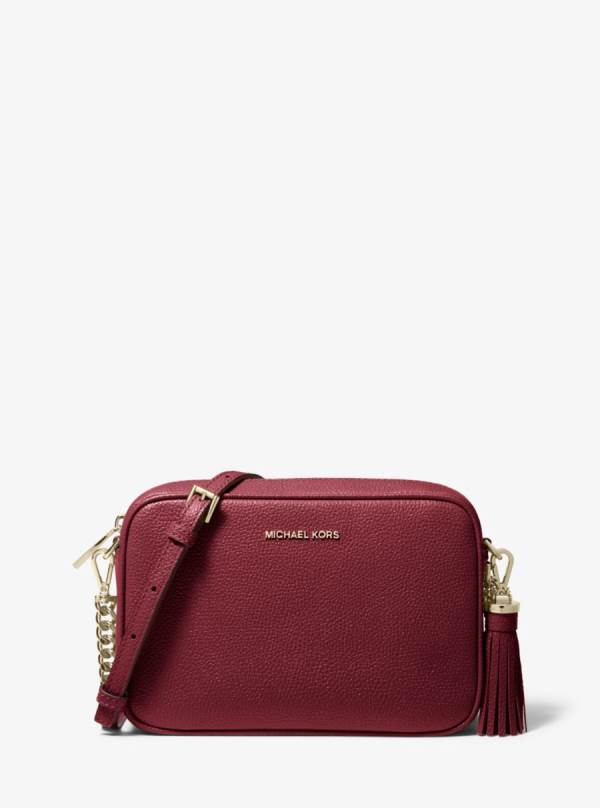 Damske Crossbody Kabelka Michael Kors Ginny Medium Pebbled Leather Bordove - Kabelky Michael Kors Slevy | GARYF-2063